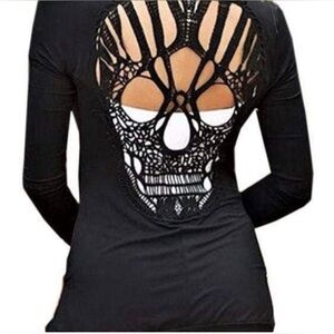 Goth GRAY Skull Cardigan — Large — Rue21 — Mesh